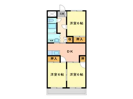 三田ハイツ(3DK/2階)の間取り写真