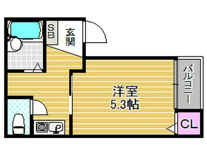 シャンブル神戸(1K/2階)の間取り写真