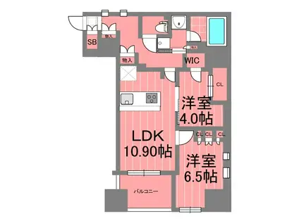 グランパセオ横濱関内プレミアム(2LDK/5階)の間取り写真