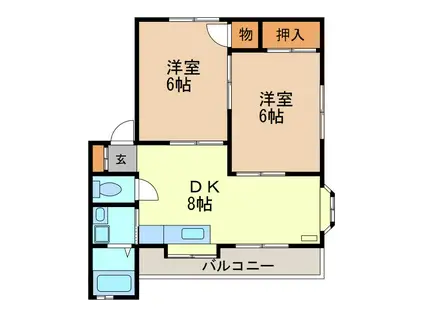 ホシノホームI(2DK/2階)の間取り写真