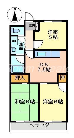 ハイツ生藤(3DK/1階)の間取り写真