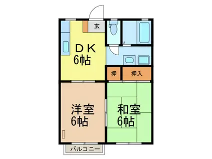 ウィングコーポラスI(2DK/2階)の間取り写真