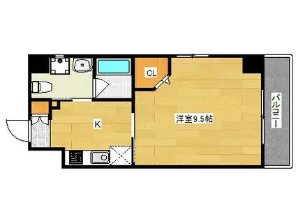 パレグレース中広II(1K/2階)の間取り写真