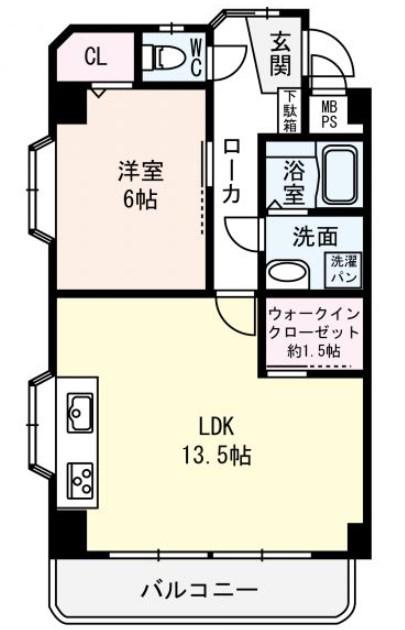 ローレル甲南(1LDK/5階)の間取り写真