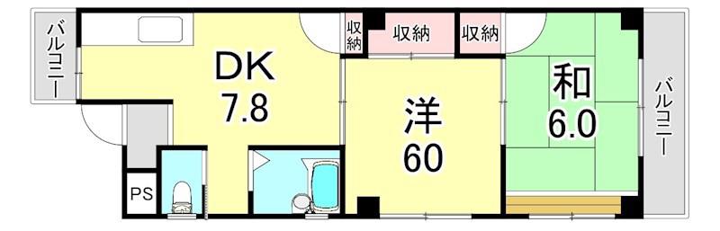 安藤マンション(2DK/2階)の間取り写真