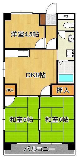 シャトレ中井(3DK/5階)の間取り写真