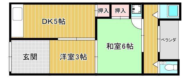 サンレイディアンスOKUDA(2DK/2階)の間取り写真
