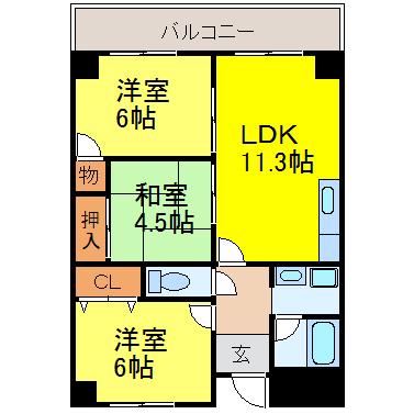 メゾングリフィン(3LDK/3階)の間取り写真