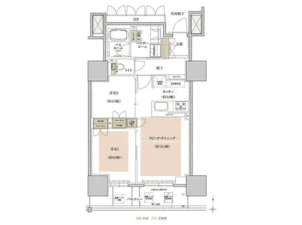 プレミストタワー靭本町(2LDK/13階)の間取り写真
