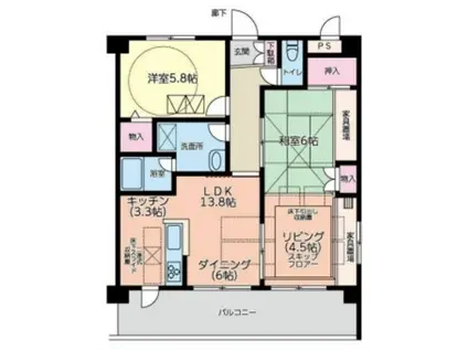 ルネス・リベルテ(3LDK/1階)の間取り写真