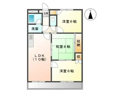 スカイコートウスイ(3LDK/4階)の間取り写真