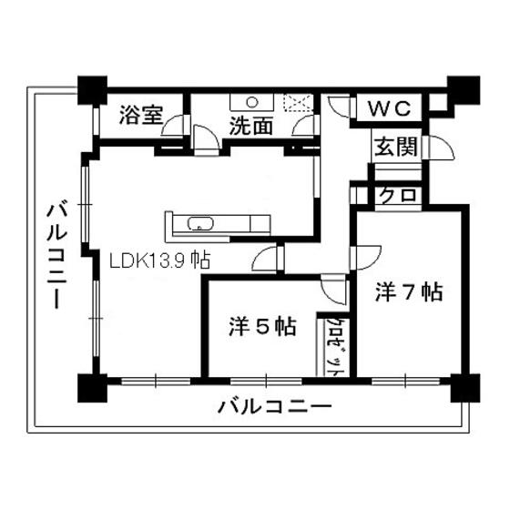 レジディアタワー仙台(2LDK/6階)の間取り写真