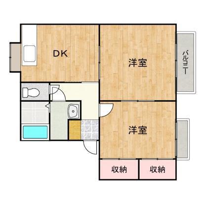 コーポ岩本25(2DK/1階)の間取り写真