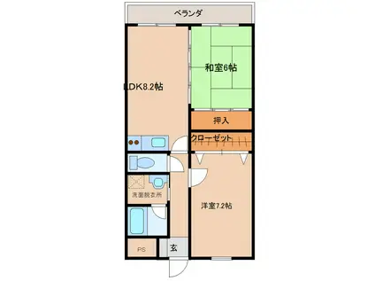 みどり荘(2LDK/2階)の間取り写真