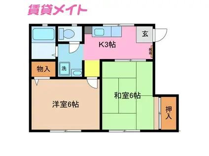 ソファレ高田(2K/1階)の間取り写真