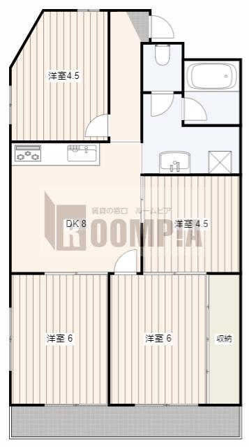 ホワイトマンション(4DK/3階)の間取り写真