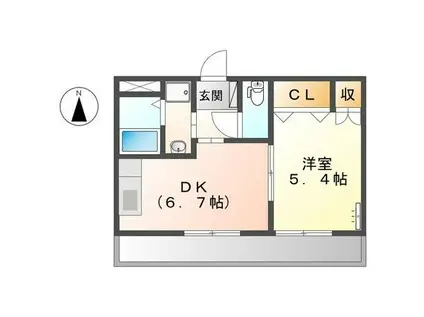 シェリ向山(1DK/2階)の間取り写真