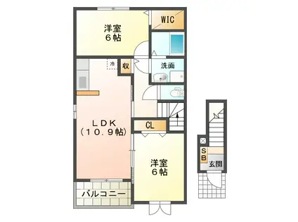 グレイスコート III(2LDK/2階)の間取り写真