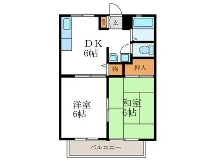 ドエル梅津(2DK/2階)の間取り写真