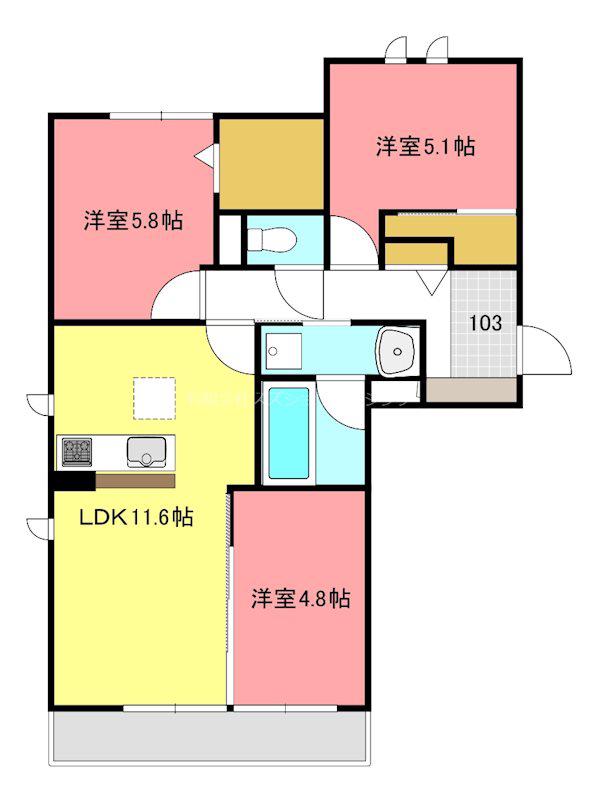 シエスタ(3LDK/1階)の間取り写真