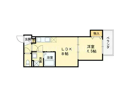 クレアール八戸ノ里(1LDK/2階)の間取り写真