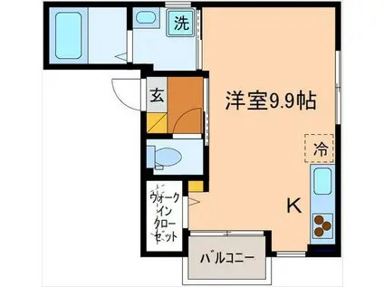 INTEGRAL堀川(ワンルーム/1階)の間取り写真