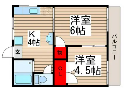 ティアラ津田沼IV(2K/2階)の間取り写真