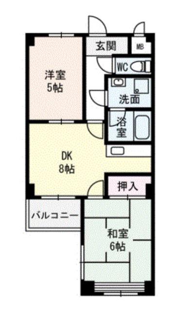万代東マンション(2DK/2階)の間取り写真