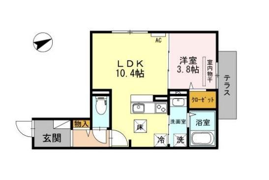 アヴェニール服部(1LDK/1階)の間取り写真