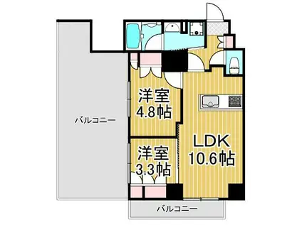 メトロステージ亀有(2LDK/6階)の間取り写真