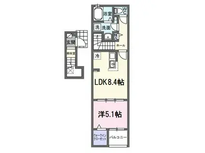 ヒカルサ藤枝高柳II(1LDK/2階)の間取り写真