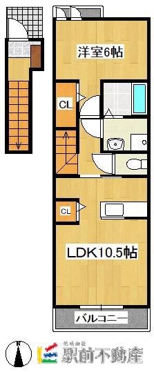 ランコント・リヤンA(1LDK/2階)の間取り写真