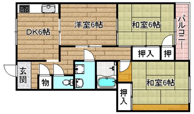 コートハウス寿(3DK/1階)の間取り写真