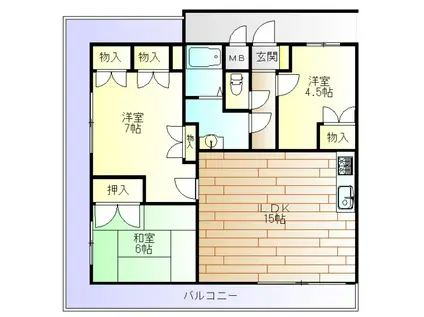 ヴィレッジ板宿(3LDK/9階)の間取り写真