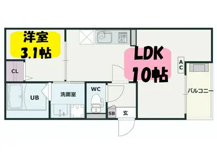 JACK NISSHINI(1LDK/1階)の間取り写真