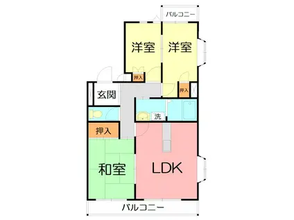 ケンゾービル(3LDK/4階)の間取り写真