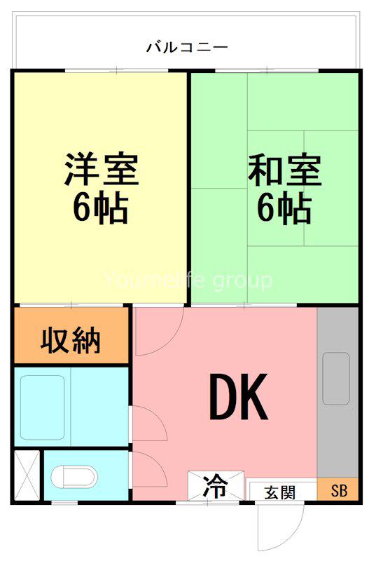 第一加藤コーポ(2DK/1階)の間取り写真