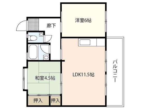 鈴が台団地F棟(2LDK/2階)の間取り写真