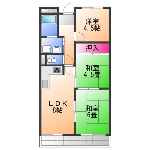 ホワイトウェル(3LDK/4階)の間取り写真
