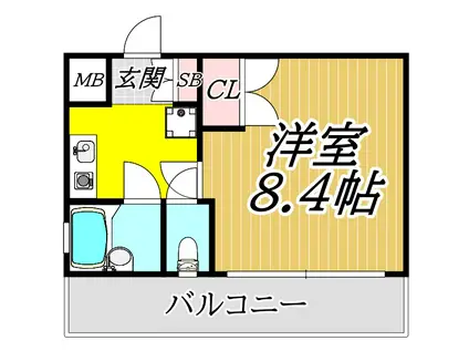 グランシャリオウエスト(1K/2階)の間取り写真