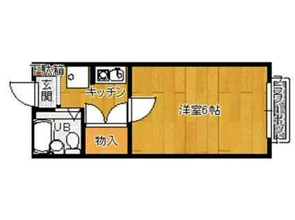 ラ・カーサ(1K/1階)の間取り写真