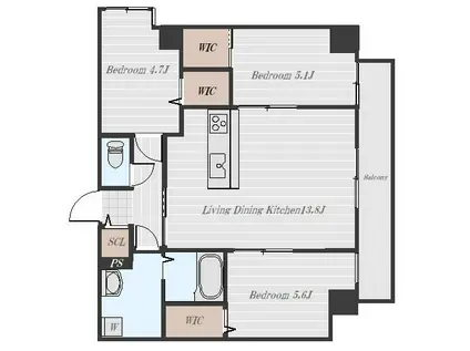 フォレストテラス(3LDK/6階)の間取り写真