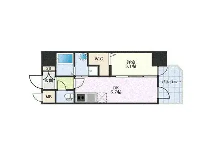 エステムコート大阪プリューム(1DK/15階)の間取り写真