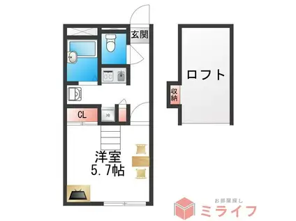 レオパレス小路II(1K/2階)の間取り写真