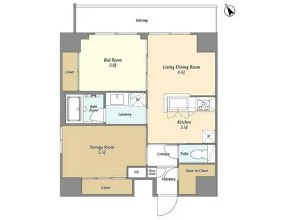 LIVIO MAISON入谷(2LDK/10階)の間取り写真