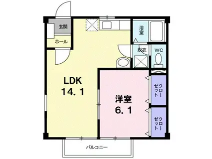 トリアノンパストラル(1LDK/2階)の間取り写真