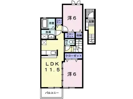 グランド フィールドII A(2LDK/2階)の間取り写真