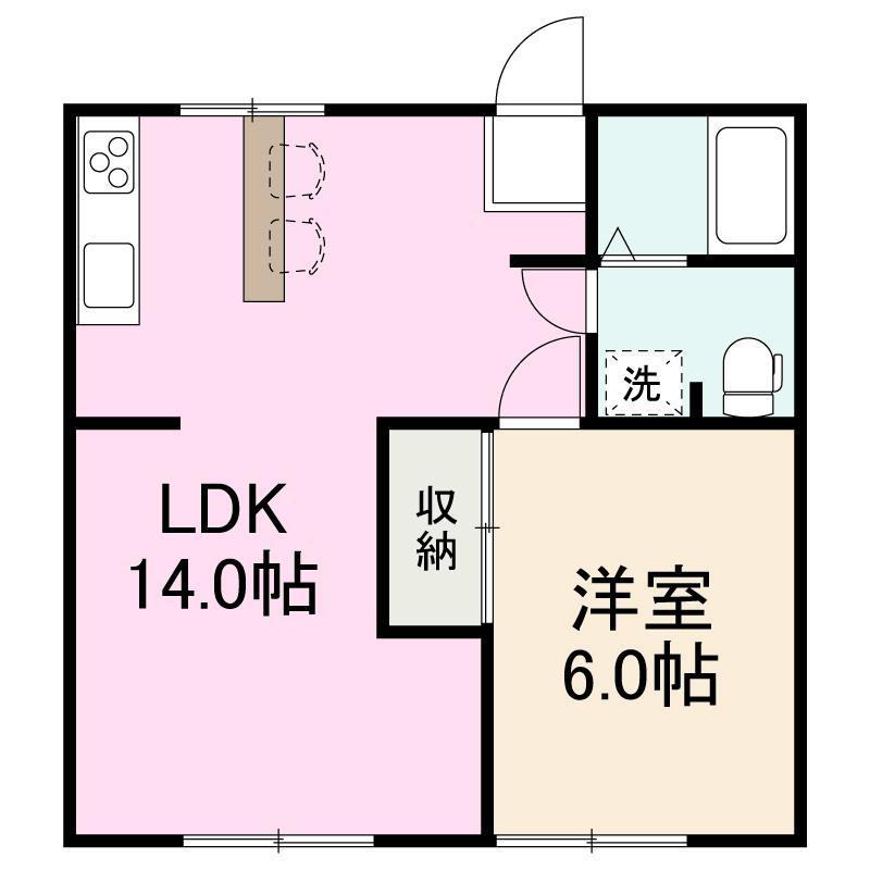 つくしコーポ(1LDK/1階)の間取り写真
