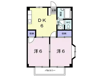 シティハイツおおすみA(2DK/2階)の間取り写真