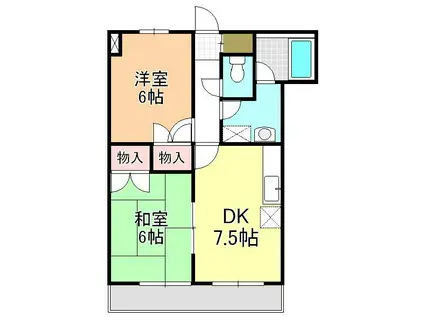 稲毛ファミール(2DK/3階)の間取り写真
